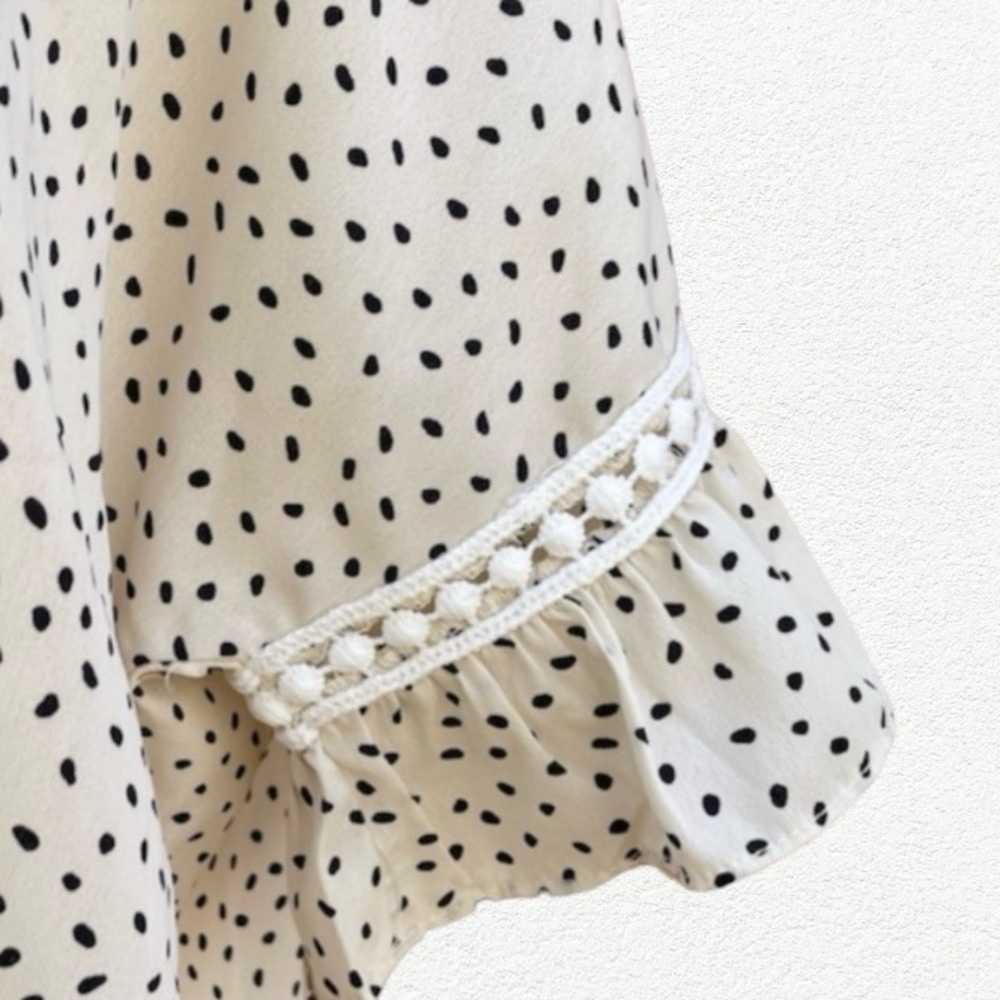 Shein Cream Black Polka Dot Top - Picture 6 of 9